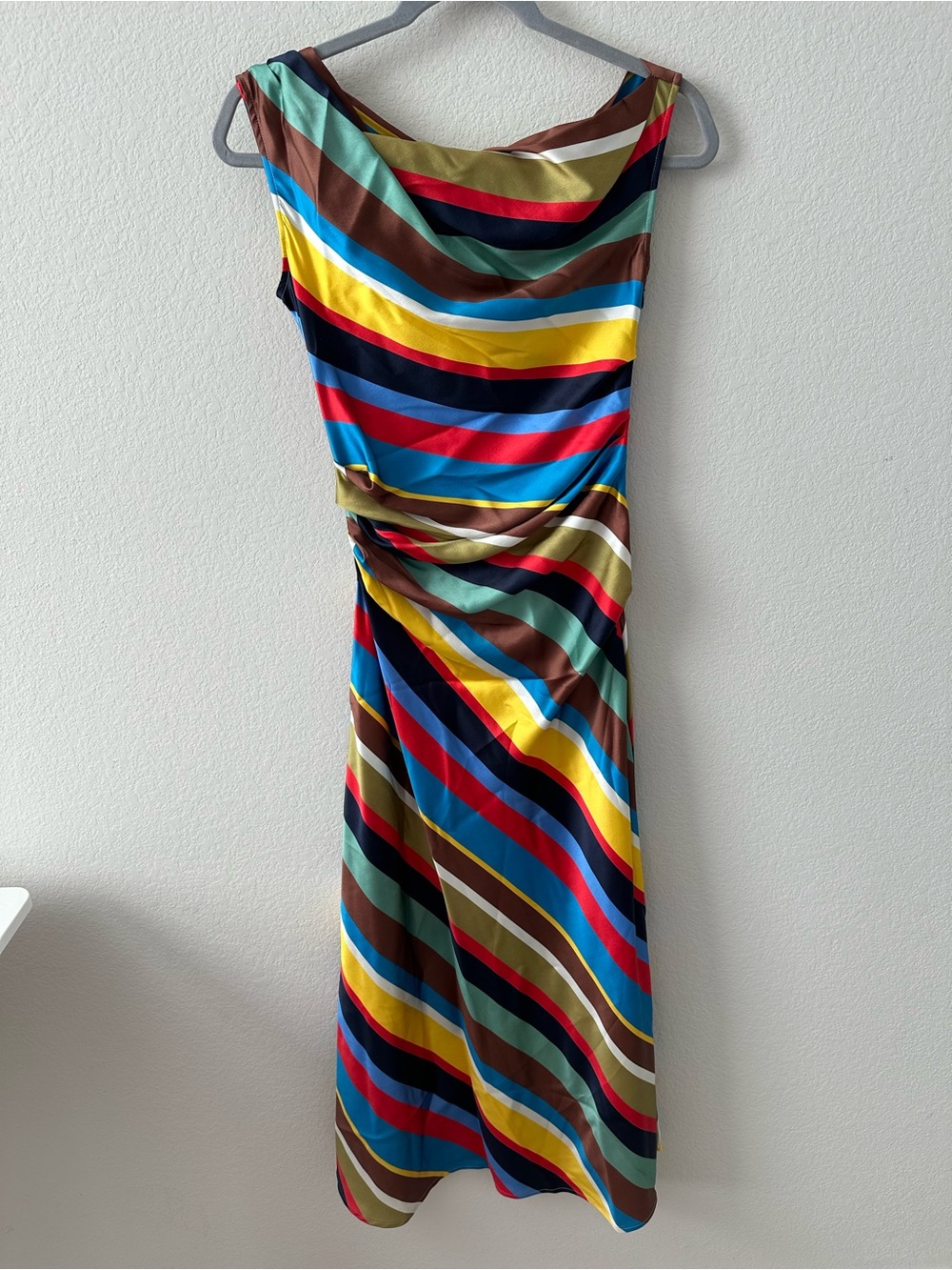 Staud Phare Silk Midi Dress Market Stripe SZ US 0 - Picture 2 of 8